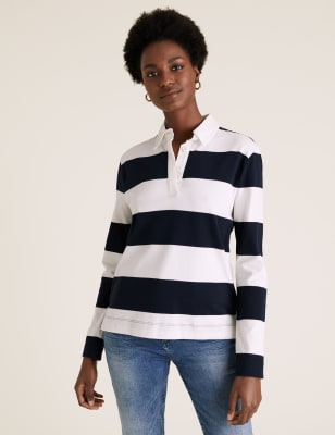 Pure Cotton Rugby Striped Straight Fit 