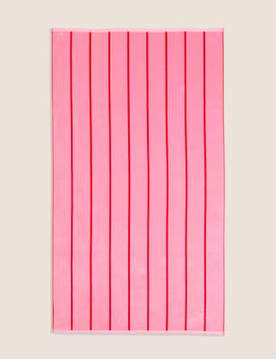 Pure Cotton Sand Resistant Striped Beach Towel Image 2 of 8