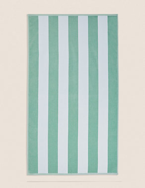 Pure Cotton Sand Resistant Striped Beach Towel Image 2 of 9