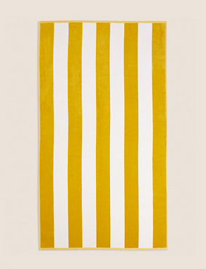 Pure Cotton Sand Resistant Striped Beach Towel Image 2 of 8