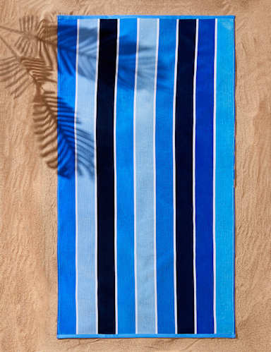 Pure Cotton Sand Resistant Striped Beach Towel 1 of 4