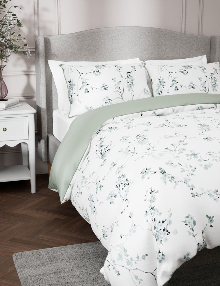 Pure Cotton Sateen Trailing Cherry Blossom Bedding Set 4 of 7