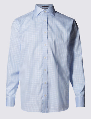 Pure Cotton Satin Checked Shirt Image 2 of 5