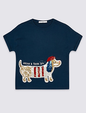 Pure Cotton Sausage Dog T-Shirt (3-16 Years) Image 2 of 3