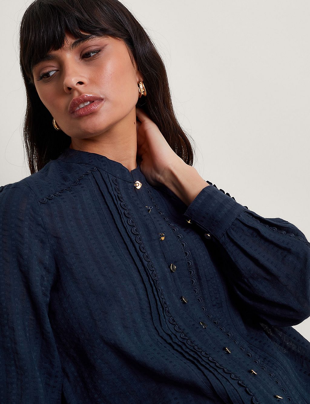 Pure Cotton Scallop Detail Shirt 5 of 5