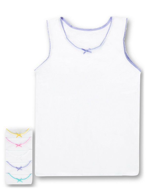 Pure Cotton Scallop Trim Vests (1-16 Years) Image 1 of 2