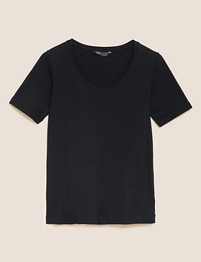 Pure Cotton Scoop Neck Short Sleeve T-Shirt Image 2 of 5
