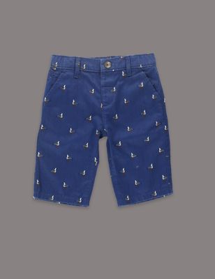 Pure Cotton Seagull Print Twill Shorts (1-7 Years) Image 2 of 3