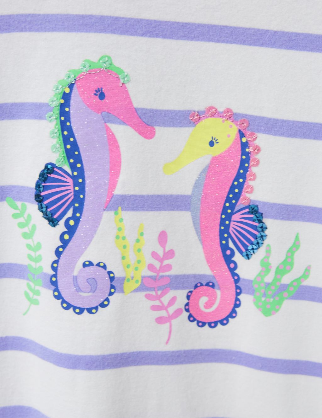 Pure Cotton Seahorse Sequin T-Shirt (3-12 Yrs) 2 of 3