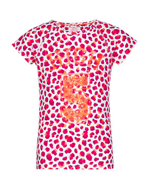 Pure Cotton Sequin Embellished High 5 Girls T-Shirt Image 2 of 4