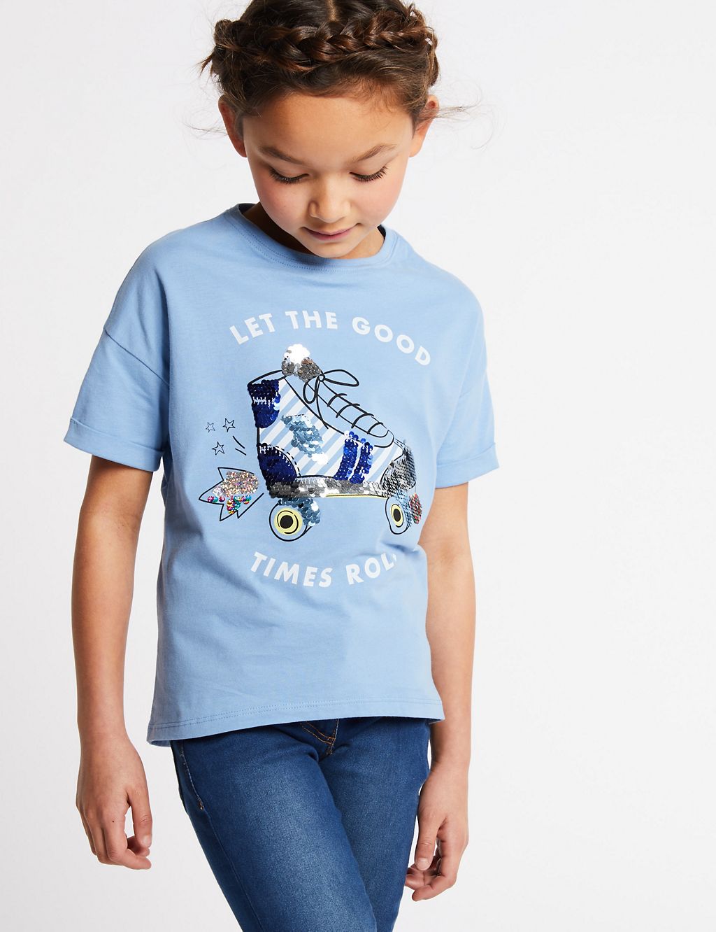 Pure Cotton Sequin Skates T-Shirt (3-16 Years) 3 of 3