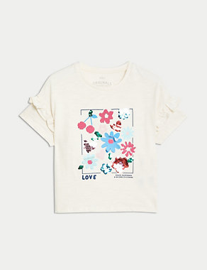 Pure Cotton Sequin T-Shirt (2-8 Yrs) Image 2 of 8