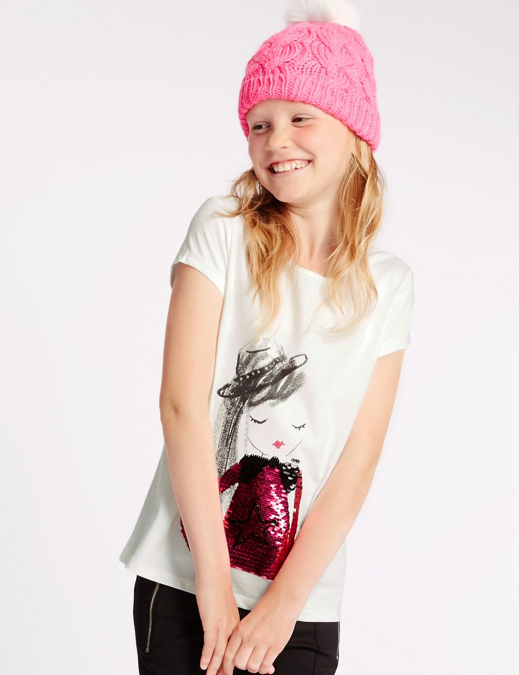 Pure Cotton Sequin T-Shirt (5-14 Years) 3 of 5
