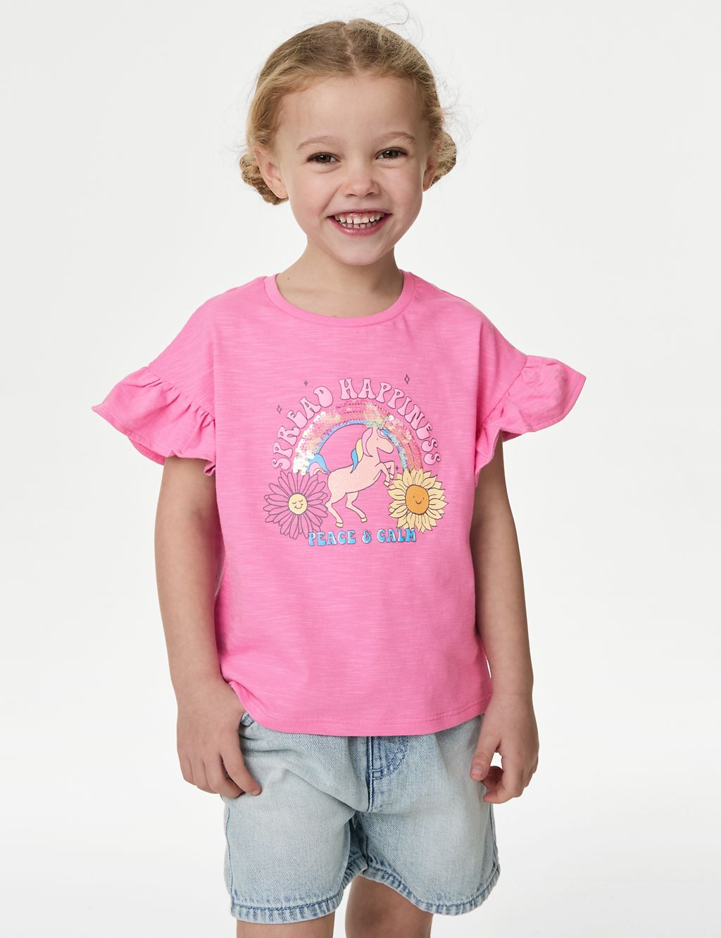 Pure Cotton Sequin T-shirt (2-8 Yrs) 2 of 5