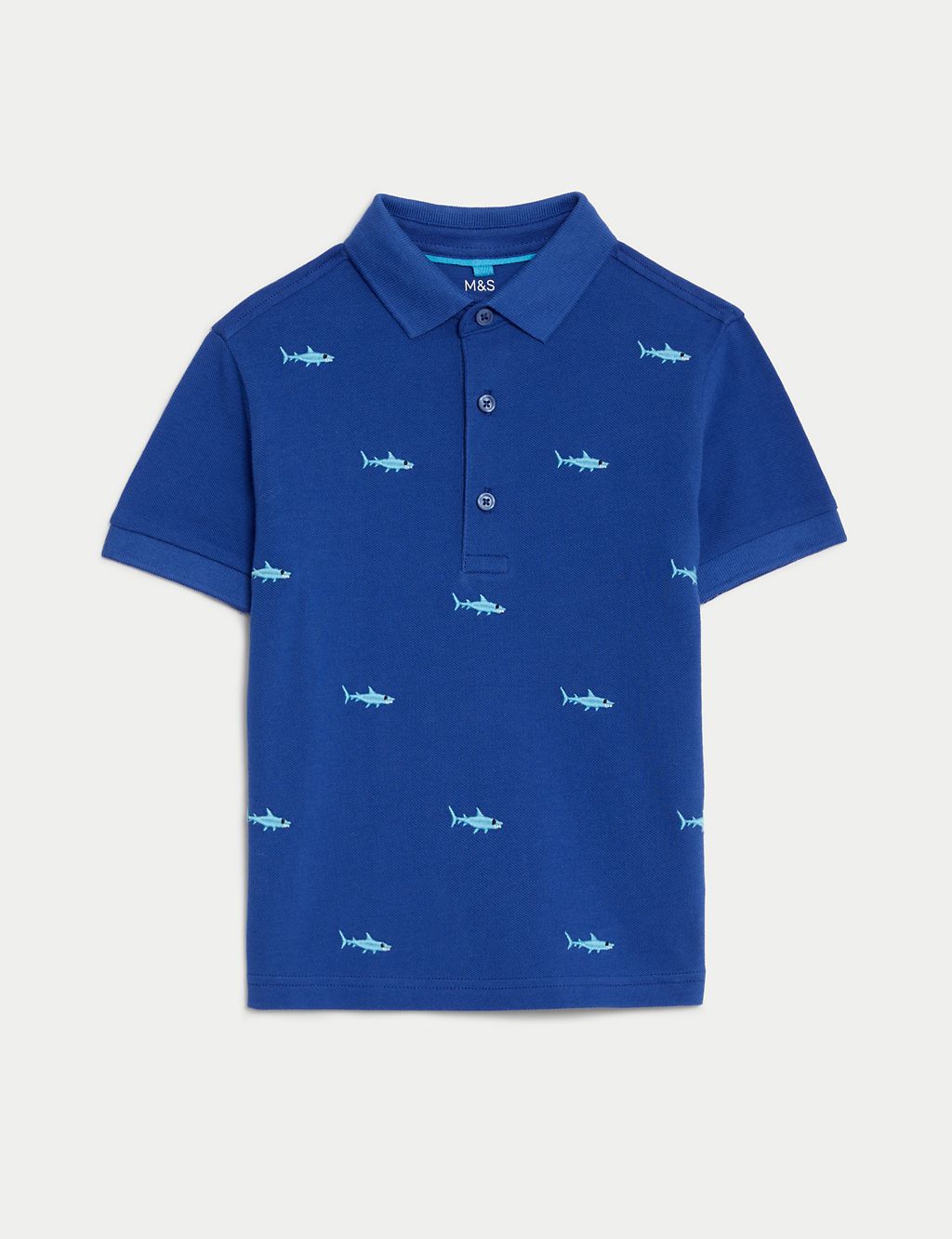 Pure Cotton Shark Embroidered Polo Shirt (2-8 Yrs) 1 of 4