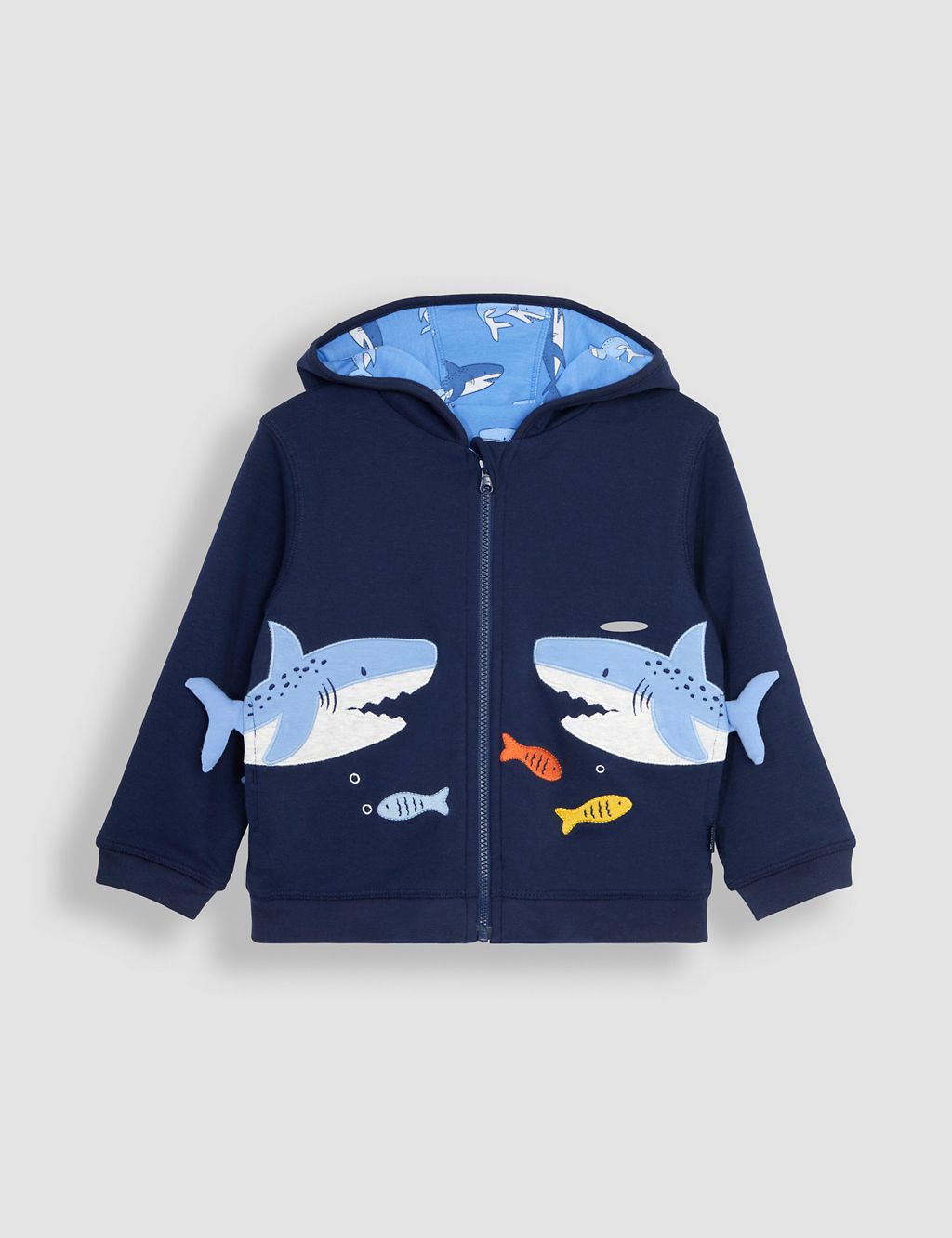 Pure Cotton Shark Reversible Hoodie (6 Mths-5 Yrs) 3 of 5