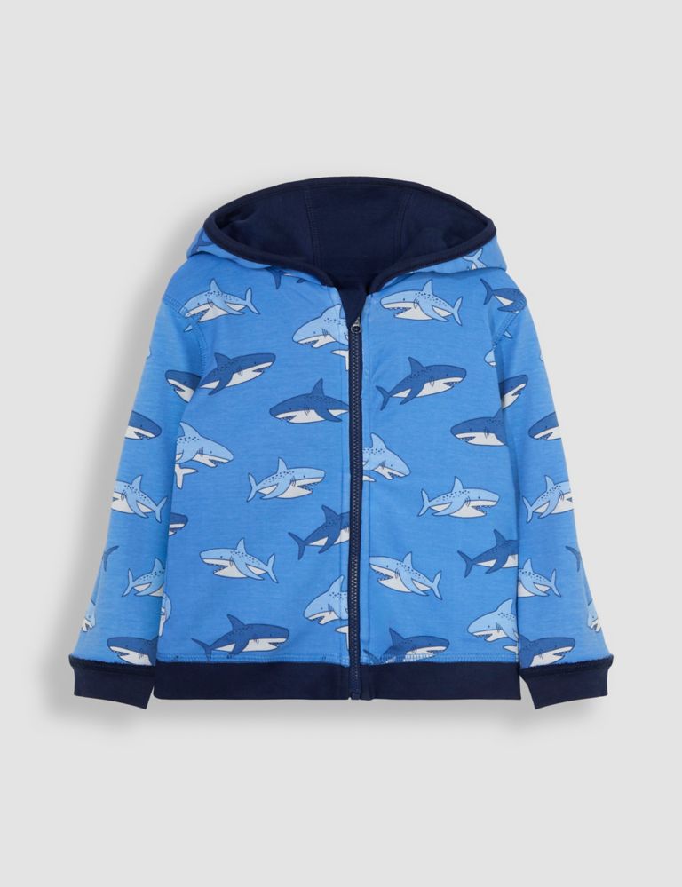 Pure Cotton Shark Reversible Hoodie (6 Mths-5 Yrs) 2 of 5