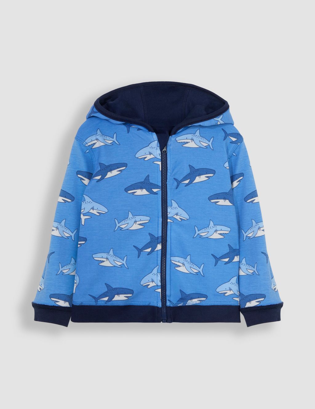 Pure Cotton Shark Reversible Hoodie (6 Mths-5 Yrs) 1 of 5