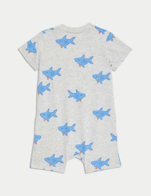 Pure Cotton Shark Romper (0-3 Yrs) Image 2 of 3
