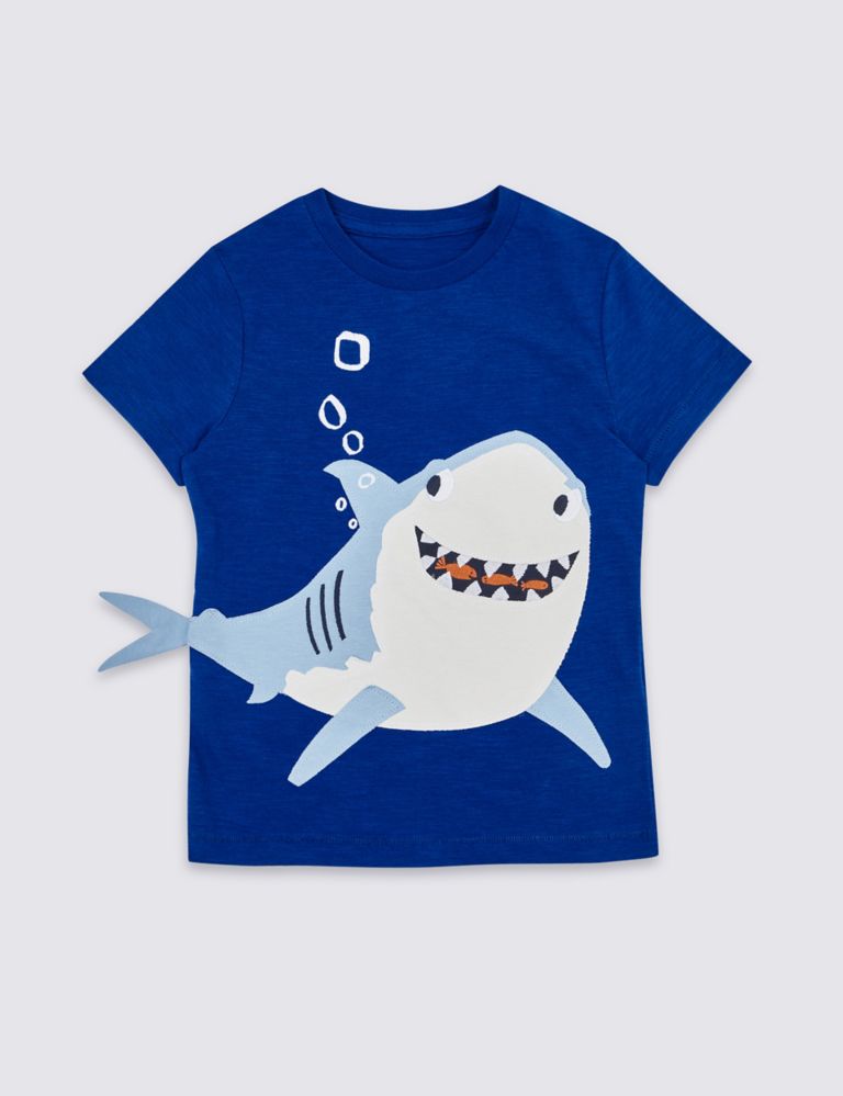 Pure Cotton Shark T-Shirt (3 Months - 7 Years) 2 of 3