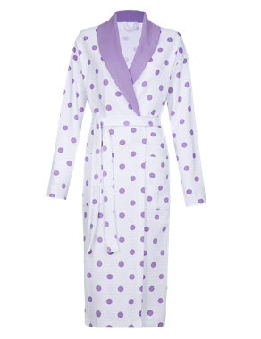 Pure Cotton Shawl Collar Waffle Dressing Gown Image 2 of 5