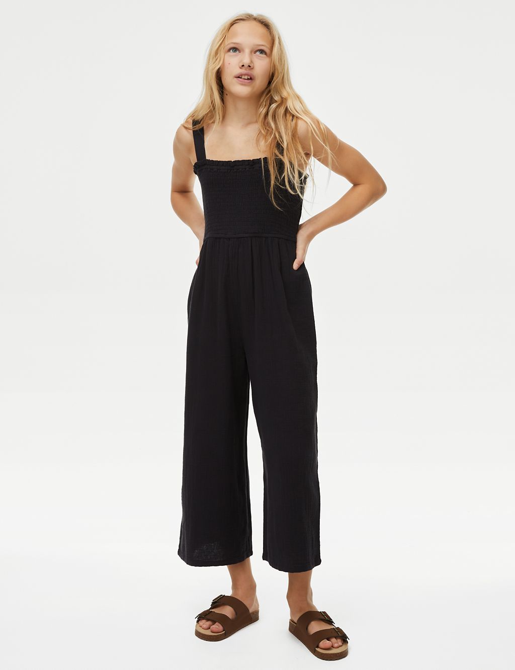 Pure Cotton Shirred Jumpsuit (6-16 Yrs) 3 of 4