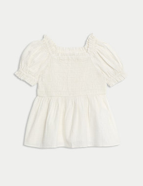 Pure Cotton Shirred Top (2-8 Yrs) Image 2 of 6