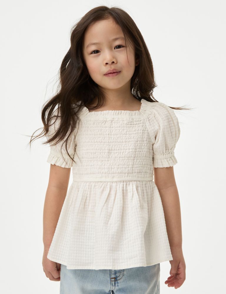 Pure Cotton Shirred Top (2-8 Yrs) 1 of 6