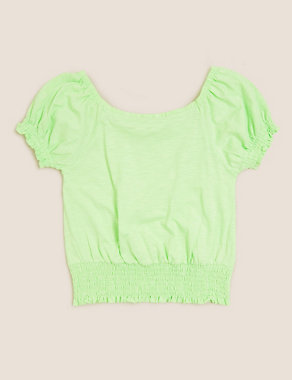 Pure Cotton Shirred Top (6-16 Yrs) Image 2 of 4