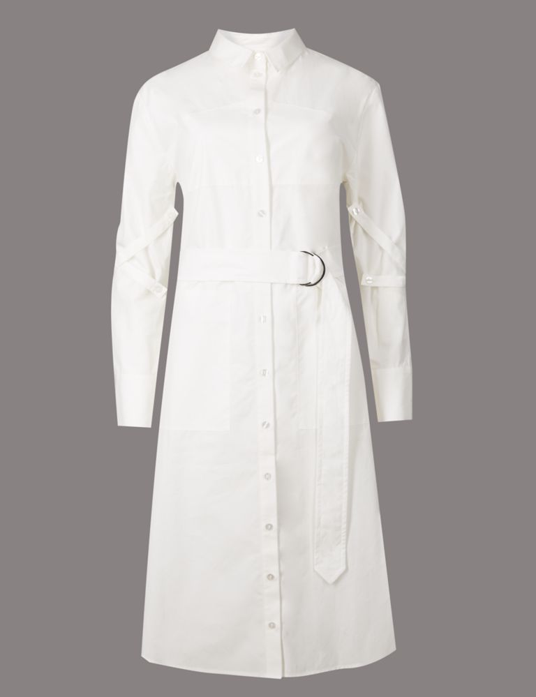 Pure Cotton Shirt Dress with Belt 2 of 5