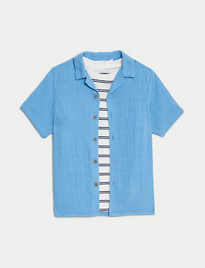 Pure Cotton Shirt and T-Shirt Set (2-8 Yrs) Image 2 of 6