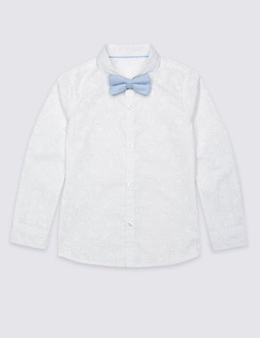 Pure Cotton Shirt with Bow Tie (3 Months - 5 Years) Image 2 of 3