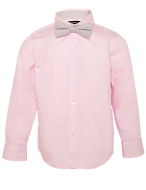 Pure Cotton Shirt with Bow Tie Image 2 of 7