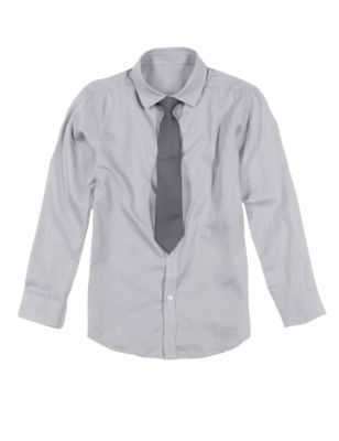 Pure Cotton Shirt with Tie (5-14 Years) Image 2 of 3