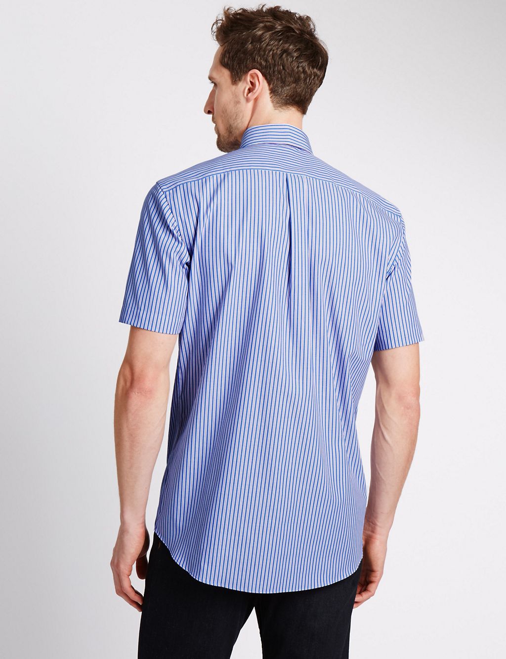 Pure Cotton Short Sleeve Chalk Striped Oxford Shirt 2 of 3