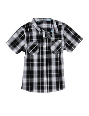 Pure Cotton Short Sleeve Checked Shirt (1-7 Years) Image 2 of 3