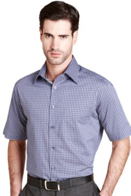 Pure Cotton Short Sleeve Checked Shirt Image 1 of 1