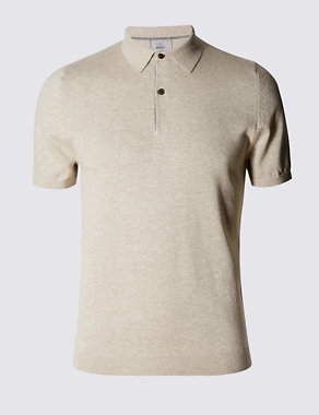 Pure Cotton Short Sleeve Knitted Polo Shirt Image 2 of 4
