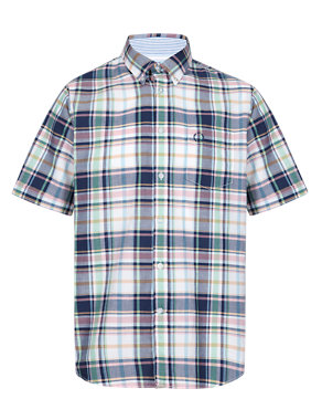 Pure Cotton Short Sleeve Layer Checked Shirt Image 2 of 4
