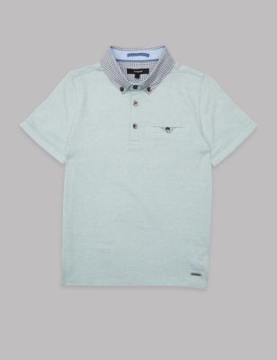 Pure Cotton Short Sleeve Polo Shirt (3-14 Years) Image 2 of 3