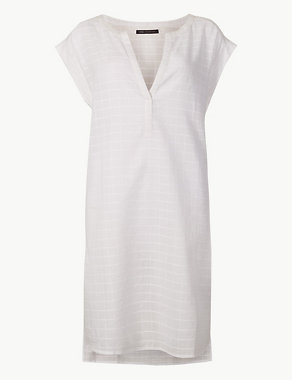 Pure Cotton Short Sleeve Shift Beach Dress Image 2 of 3
