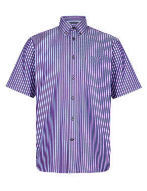 Pure Cotton Short Sleeve Striped Shirt Image 2 of 5