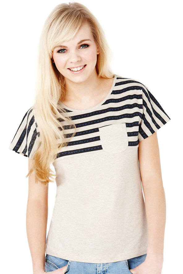 Pure Cotton Short Sleeve Striped T-Shirt Image 1 of 1