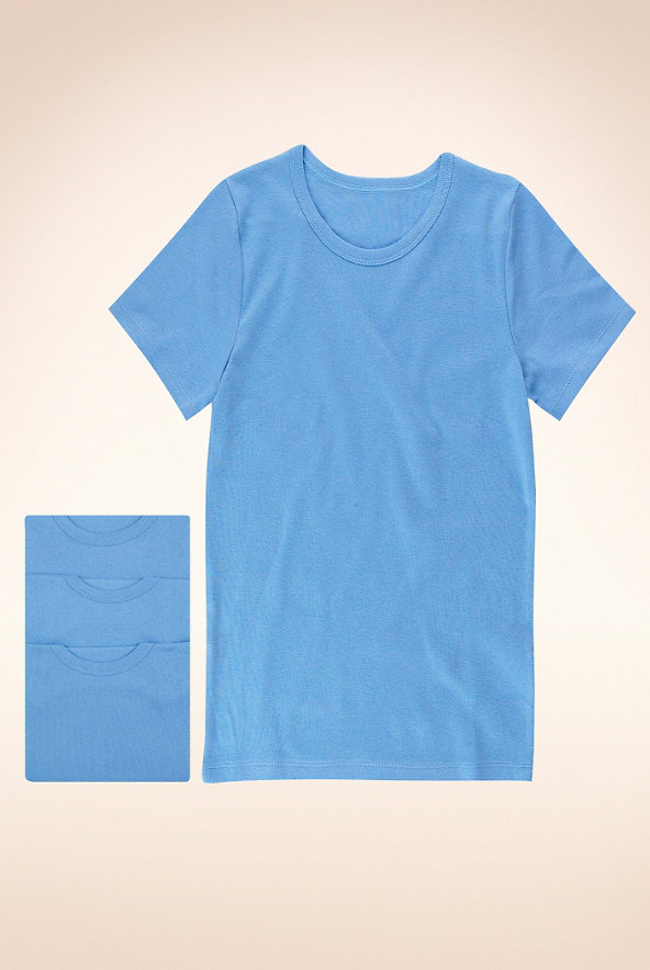 Pure Cotton Short Sleeve Vests (1-16 Years) Image 1 of 2