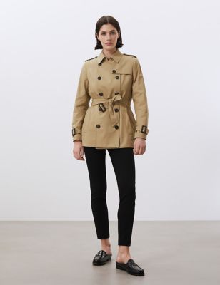 Pure Cotton Short Trench Coat Jaeger, Short Trench Coat Womens Marks And Spencer