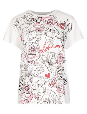 Pure Cotton Sketchy Love T-Shirt Image 2 of 3