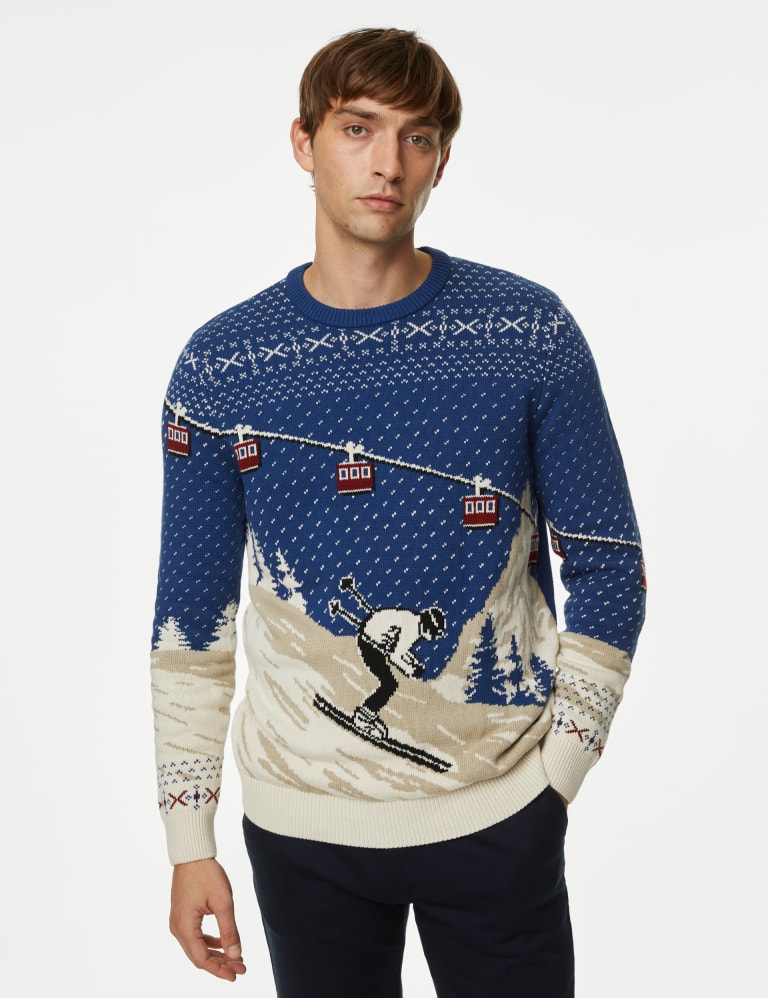 Pure Cotton Ski Christmas Jumper | Mu0026S Collection | Mu0026S