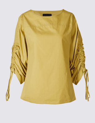 Ruched store sleeve blouse