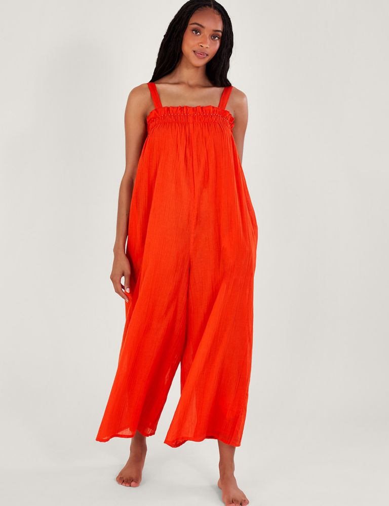 Pure Cotton Sleeveless Cropped Jumpsuit 1 of 5