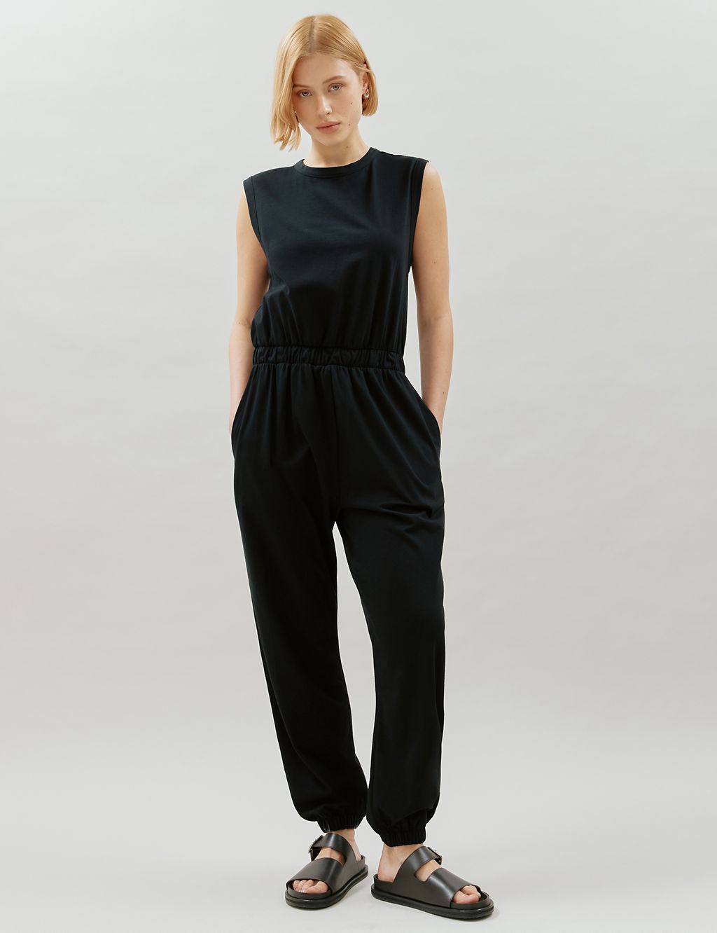 Pure Cotton Sleeveless Waisted Jumpsuit 3 of 5